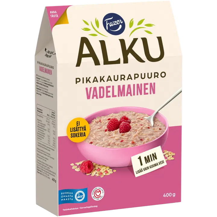 Овсянка быстрого приготовления Fazer Alku Малина 400 г 
