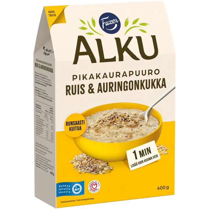 Fazer Alku Rye & Sunflower instant oatmeal 400g