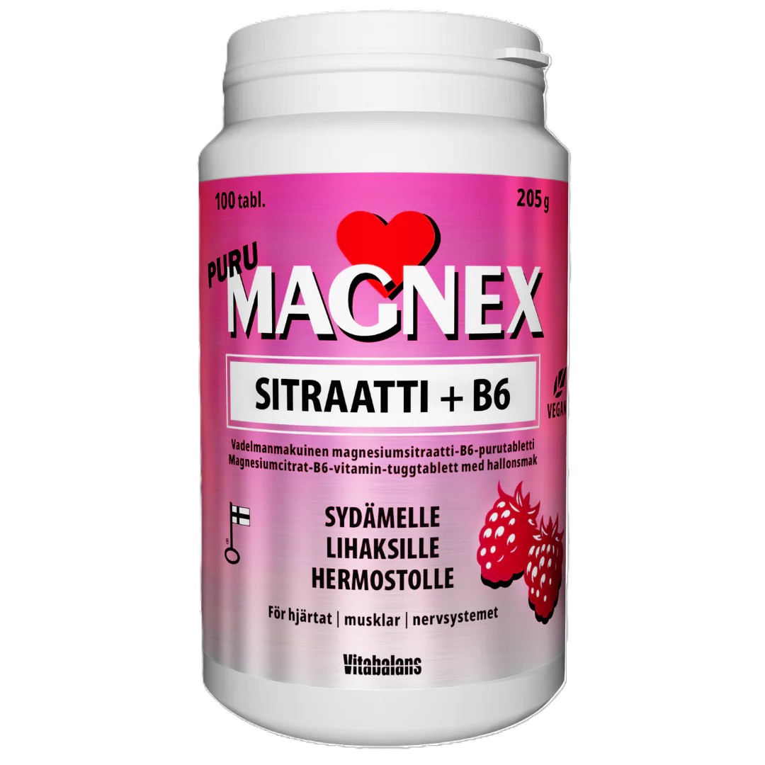 Magnex Sitraatti + B6 - Vadelma 100 purutabl