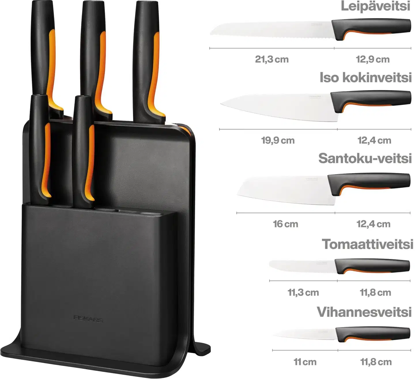 Fiskars FF Veitsitukki muovi (sis. 5 veistä)