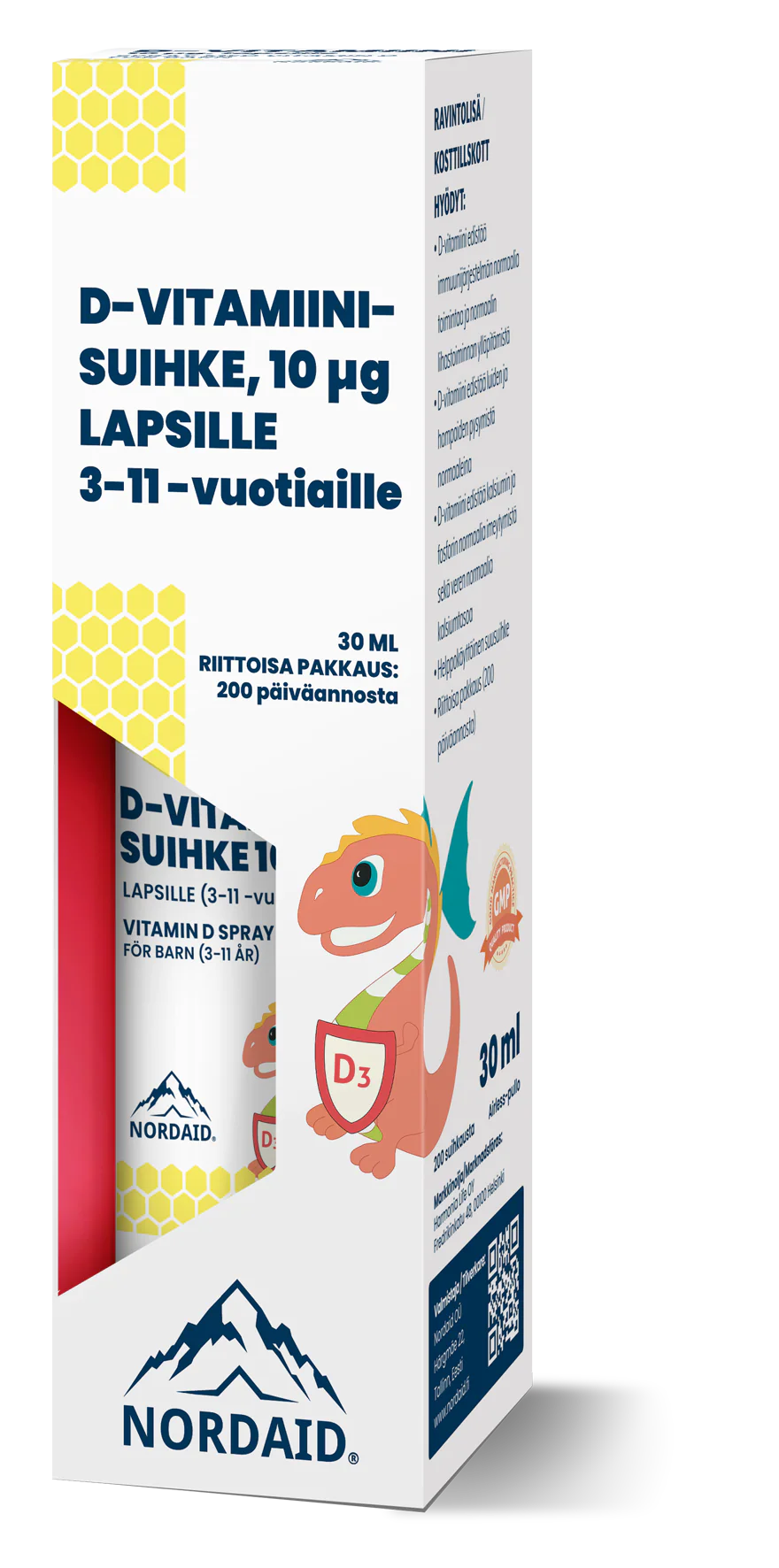Nordaid D-Vitamiinisuihke 10 µg - Lapsille (3-11 v) 30 ml