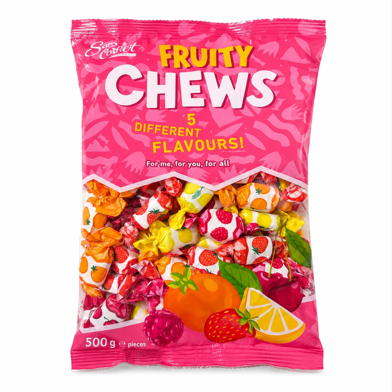 Fruity Chews – hedelmänmakuisia purukaramelleja (lajitelma), 500 g