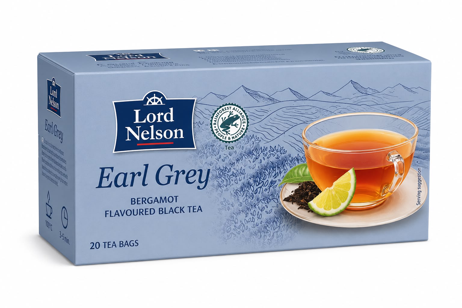 Lord Nelson Earl Grey – bergamotilla maustettua mustaa teetä, 20 teepussia