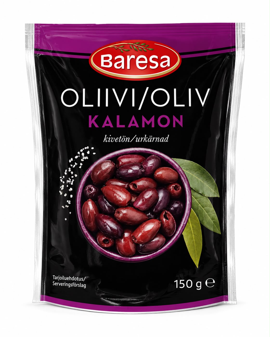Baresa Kalamon Oliivit — kivettömiä Kalamata-oliiveja marinaadissa, 150 g