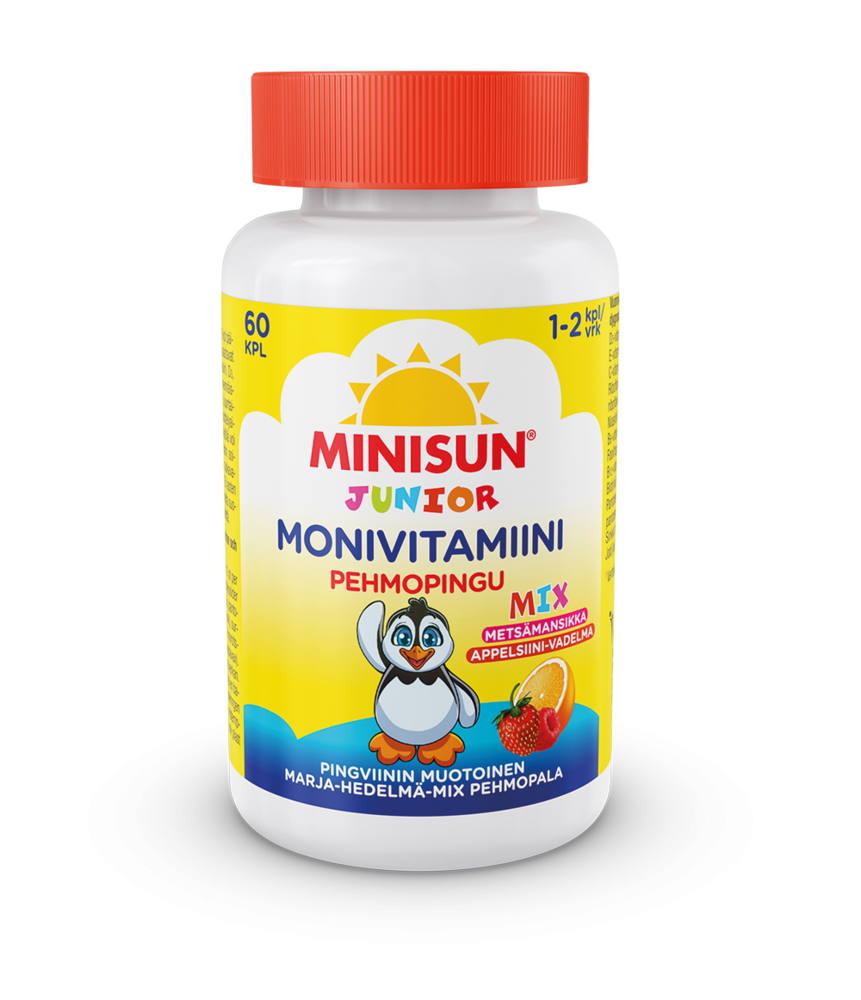 Minisun Monivitamiini Pehmopingu Marja-Hedelmä-Mix 60 kpl