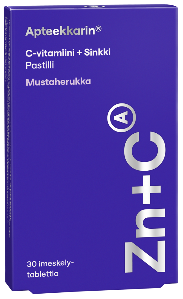 Apteekkarin C+ Sinkki pastilli mustaherukka 30 kpl
