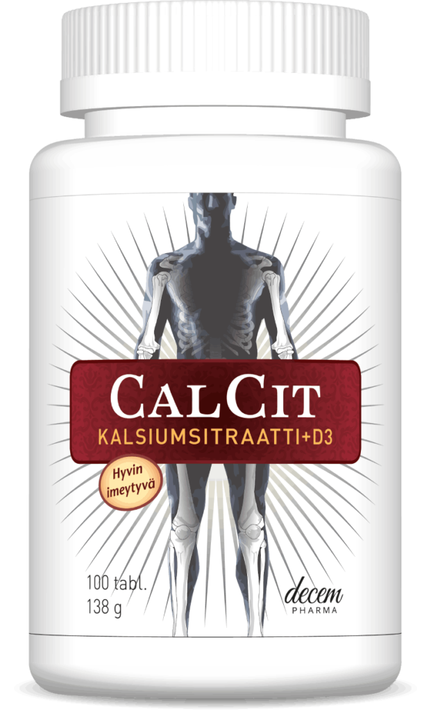 CalCit kalsiumsitraatti + D3-vitamiini 500mg/15mikrog 100 tabl