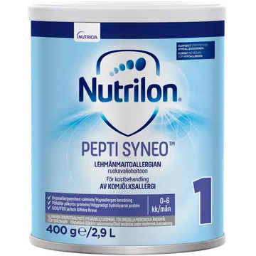 Nutrilon Pepti Syneo 1 400g, kliininen ravintovalmiste lehmänmaitoallergian ruokavaliohoitoon, jauhe, 0-6kk