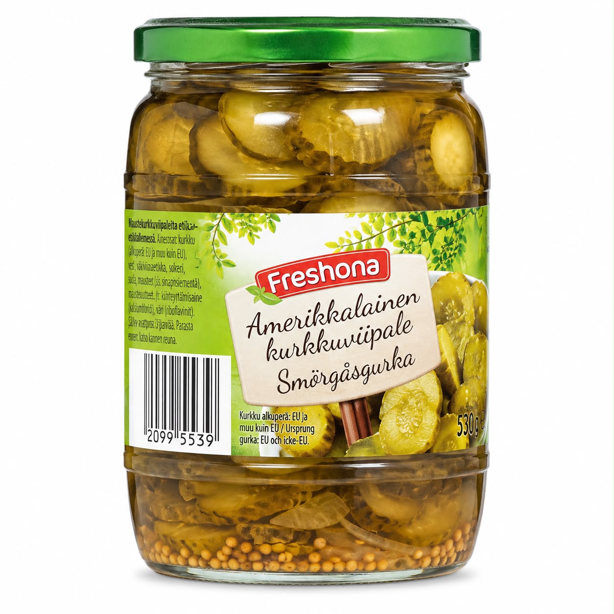 Freshona Amerikanen kurkkuviipale marinoituja kurkkuja, 530 g