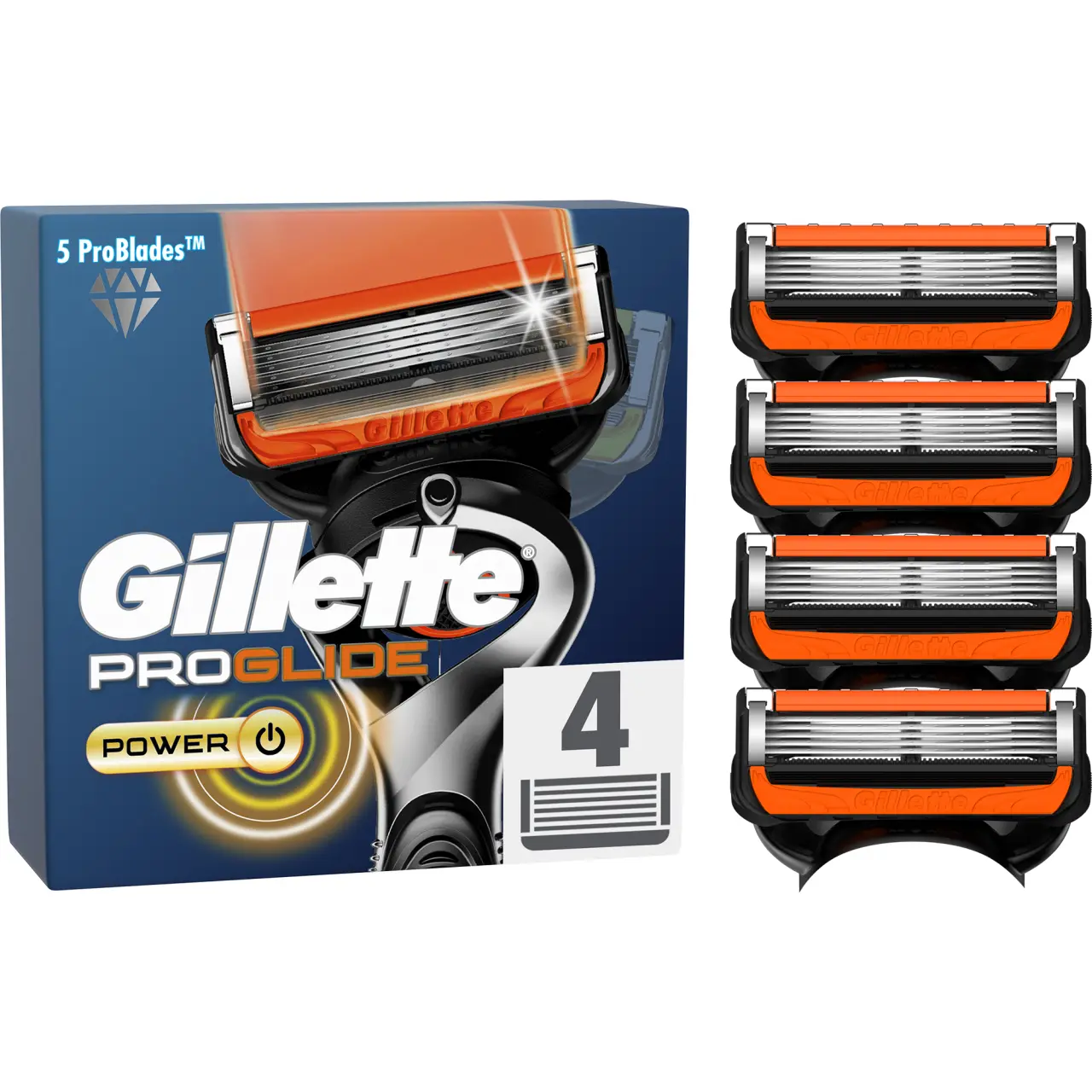 Gillette Fusion5 ProGlide Power Сменные лезвия, 4 шт