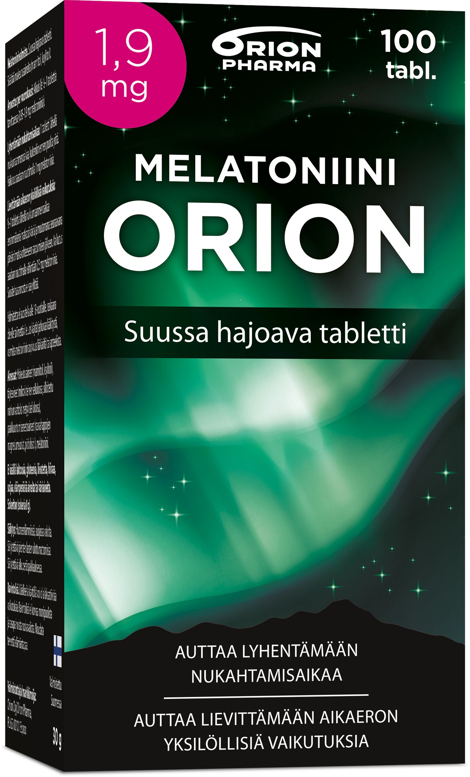 Melatoniini Orion 1,9 mg 100 tabl suussa hajoava