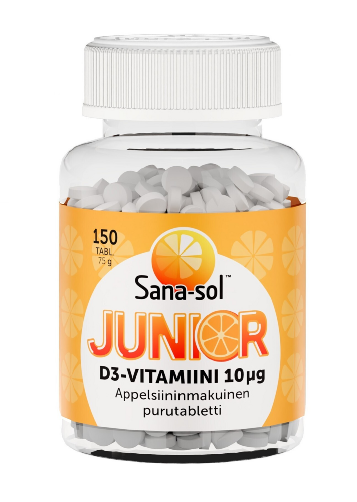 Sana-Sol Junior D-vitamiini 10 mikrog appelsiininmaku 150 kpl