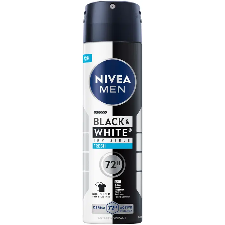 NIVEA MEN 150ml Black & White Invisible Fresh Deo Spray -antiperspirantti