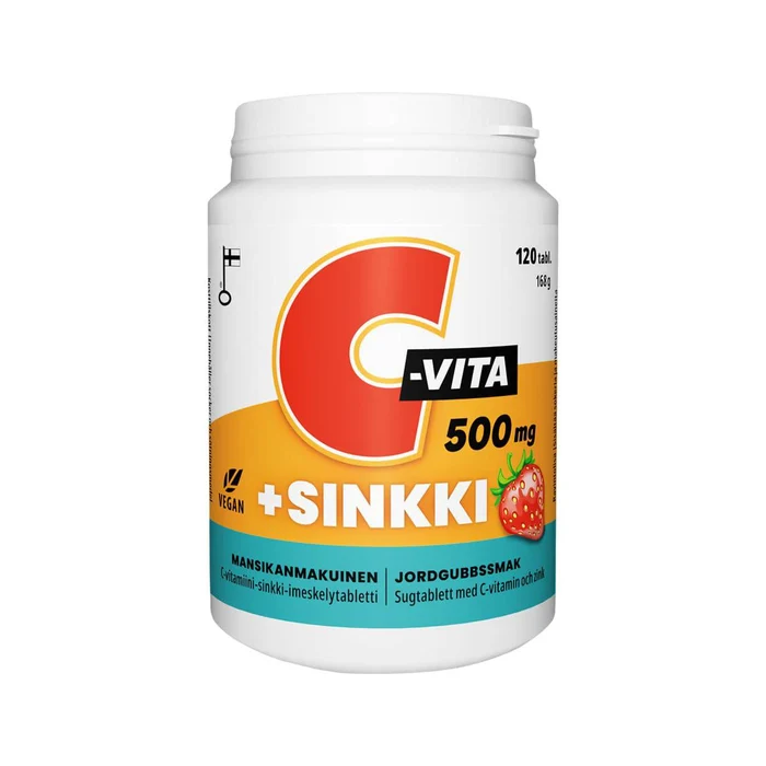 C-Vita+ Sinkki Mansikka Imeskelytab. 120