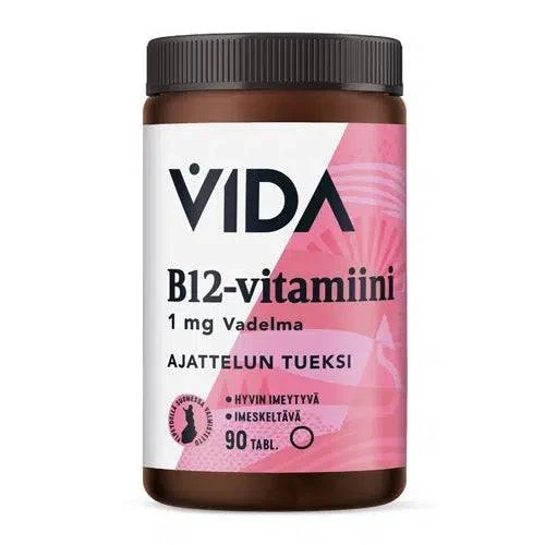 B12-vitamiini Vida 1mg vadelma 90 kpl