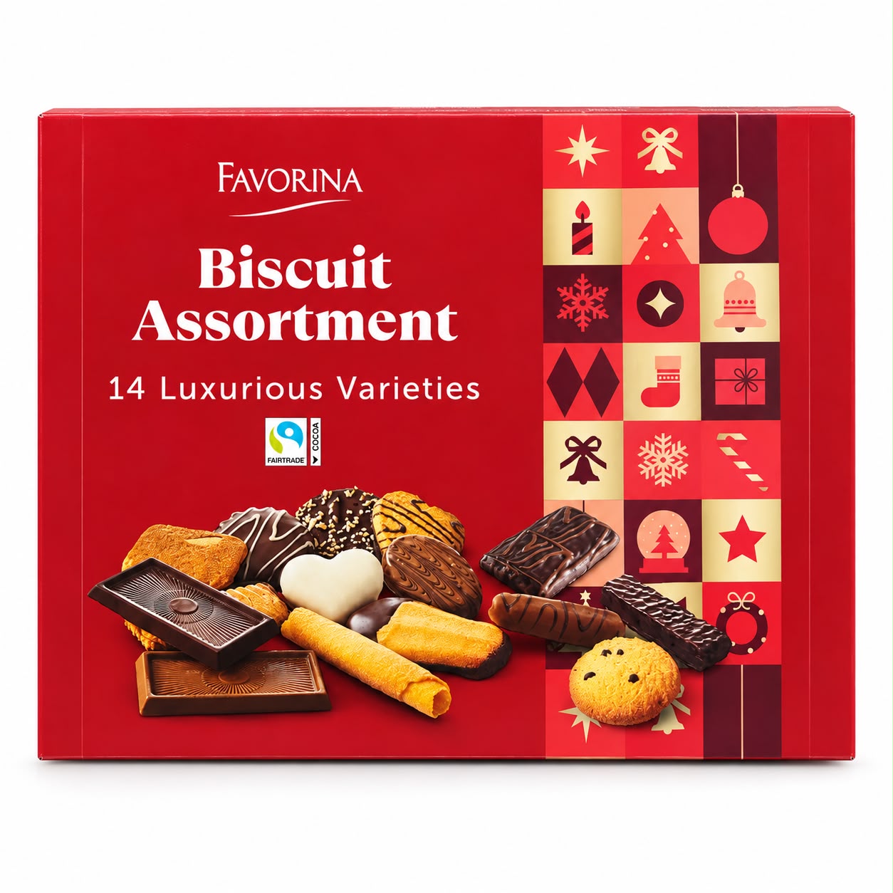 Favorina-keksivalikoima lahjapakkauksessa, 14 lajiketta, 500 g