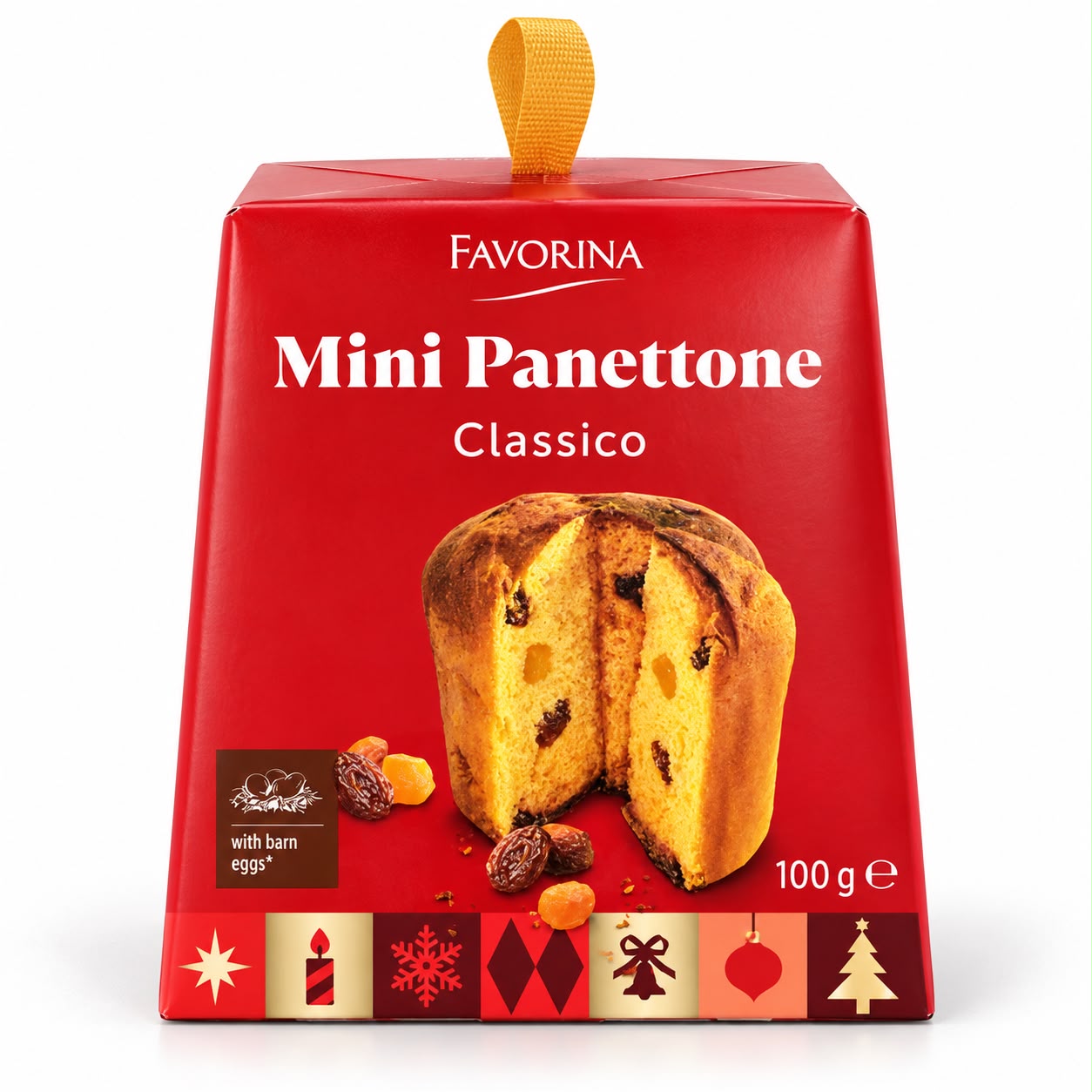 Favorina Classico italialainen mini-panettone rusinoilla ja sokeroiduilla hedelmillä, 100 g
