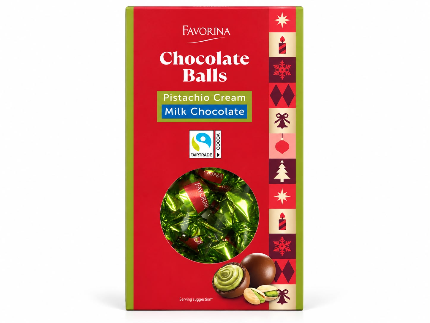 Favorina-suklaapallot pistaasitäytteellä – maitosuklaamakeisia, joissa on pistaasikreemitäyte, 200 g