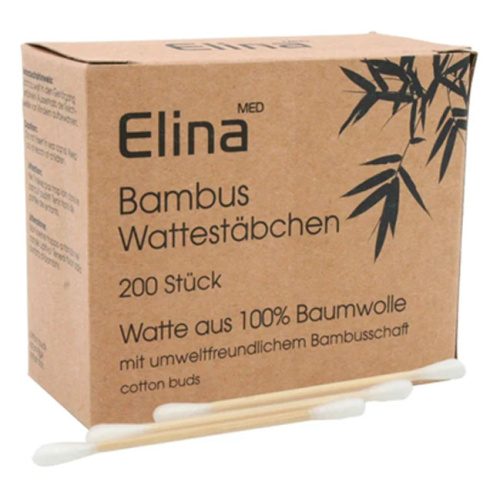 Elina Med Bamboo Cotton Swabs, 200 шт., 100% хлопок 