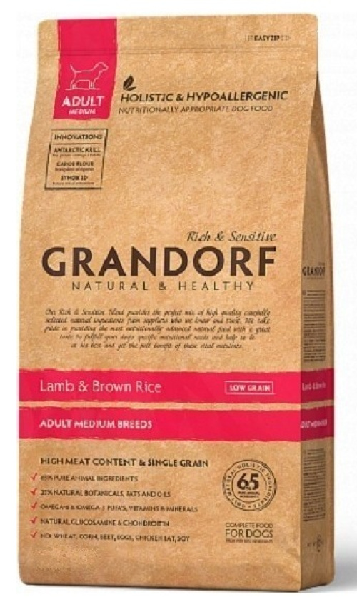 Grandorf корм для собак - Ягнёнок с рисом Все породы 3 кг 