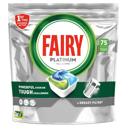Fairy все в 1 Platinum Таблетки для посудомоечной машины 75 шт