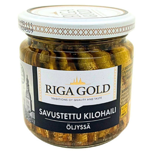 Riga Gold Килька копчёная в масле 185 г / 129 г 