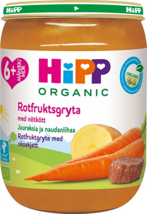 HIPP Organic Овощи и Говядина, от 6 месяцев 190гр 