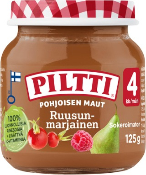 Piltti - Фруктово ягодное пюре (груша, шиповник, малина) с 8 месяцев 