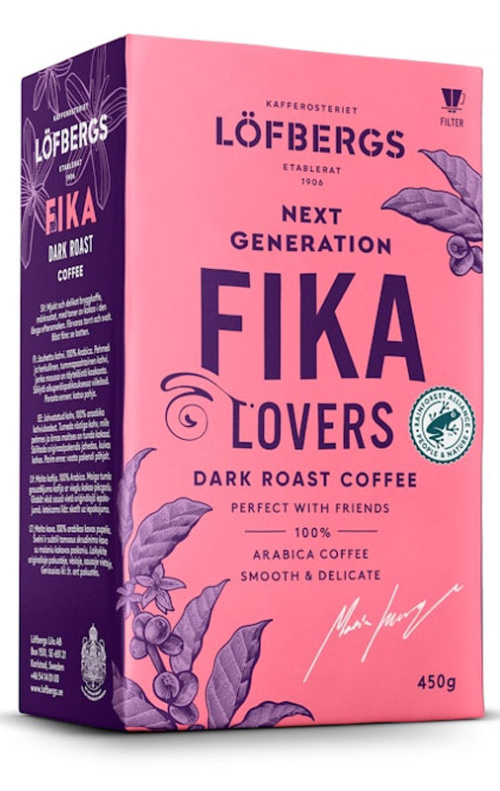 Молотый кофе Löfbergs Next Generation Coffee Lovers Fika, тёмная обжарка, 450 г, RFA 