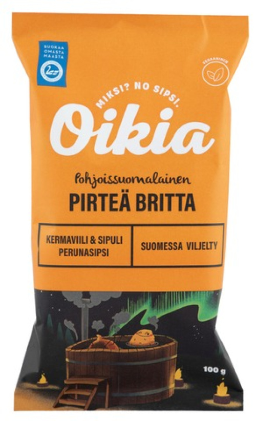 Oikia Pirteä Britta Картофельные чипсы со вкусом сметаны и лука