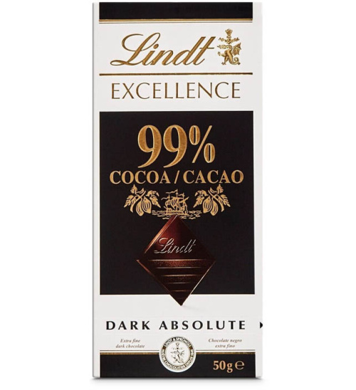 Lindt EXCELLENCE 99% тёмный шоколад, плитка 50 г 