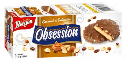 Bergen Obsession Шоколадное печенье с изюмом и карамелью 128г