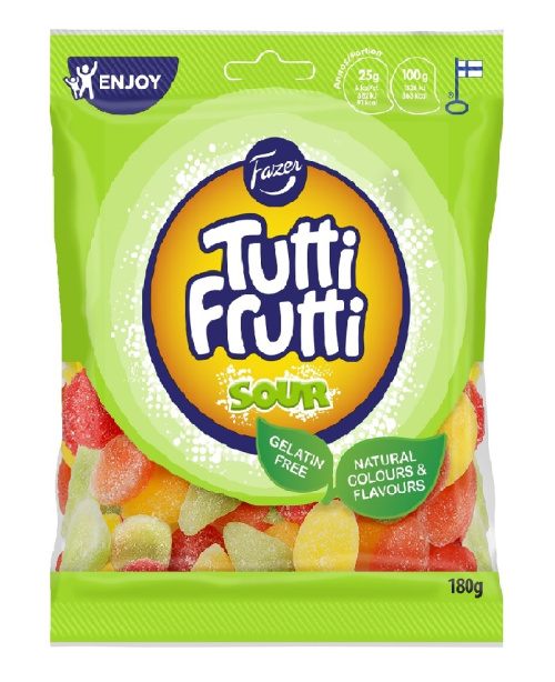 Fazer Tutti Frutti Кислые Фруктовые конфеты 180г