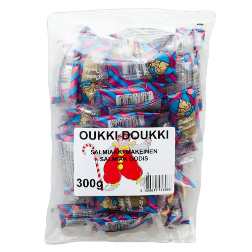 Finnsweet Oukki Doukki 300 г, солёные лакричные конфеты (салмиакки) 