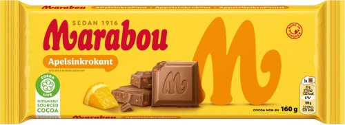 Marabou Апельсиновый крокант, шоколадная плитка 160 г 