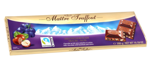 Maitre Truffout Молочный шоколад с изюмом и фундуком 300 г