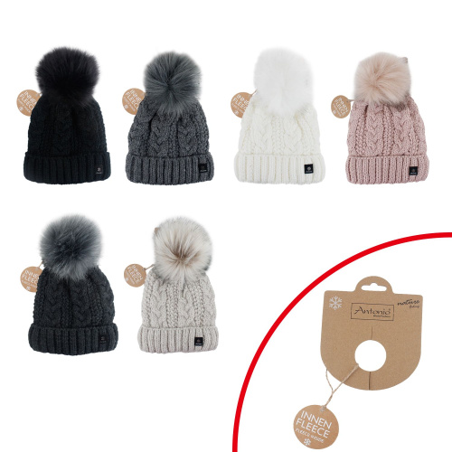 ANTONIO Шапка женская с флисом внутри Черная