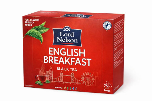 Lord Nelson English Breakfast Black Tea, 75 пакетиков 