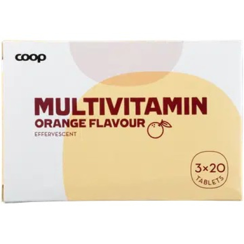 Шипучие мультивитамины Coop со вкусом апельсина, 3 x 20 шт. 