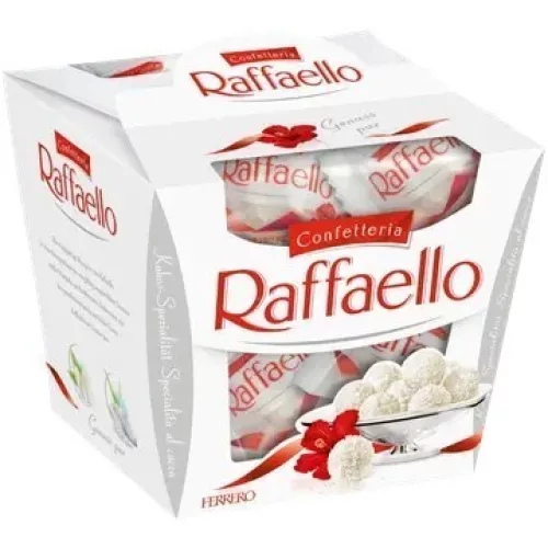 Хрустящие кокосовые пралине Ferrero Raffaello с цельным миндалем внутри, 15 шт./150 г 