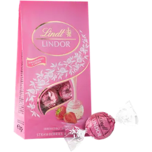 Lindt Lindor с клубнично-сливочной начинкой из белого шоколада, 137 г. 