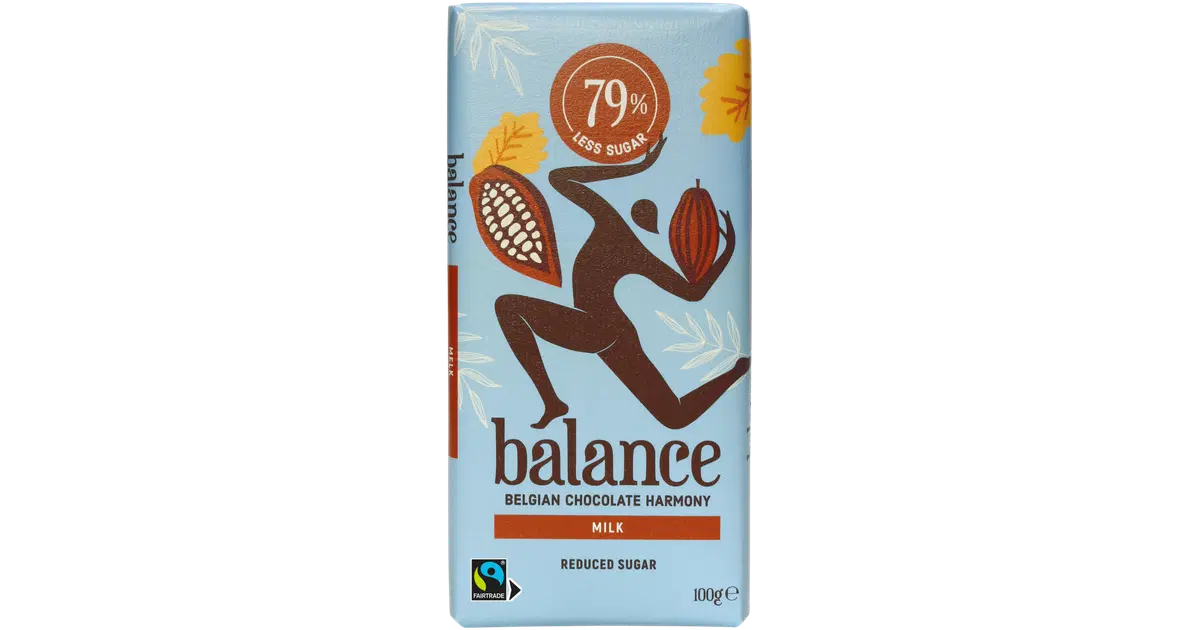 Balance maitosuklaalevy 100g, sisältää makeutusainetta