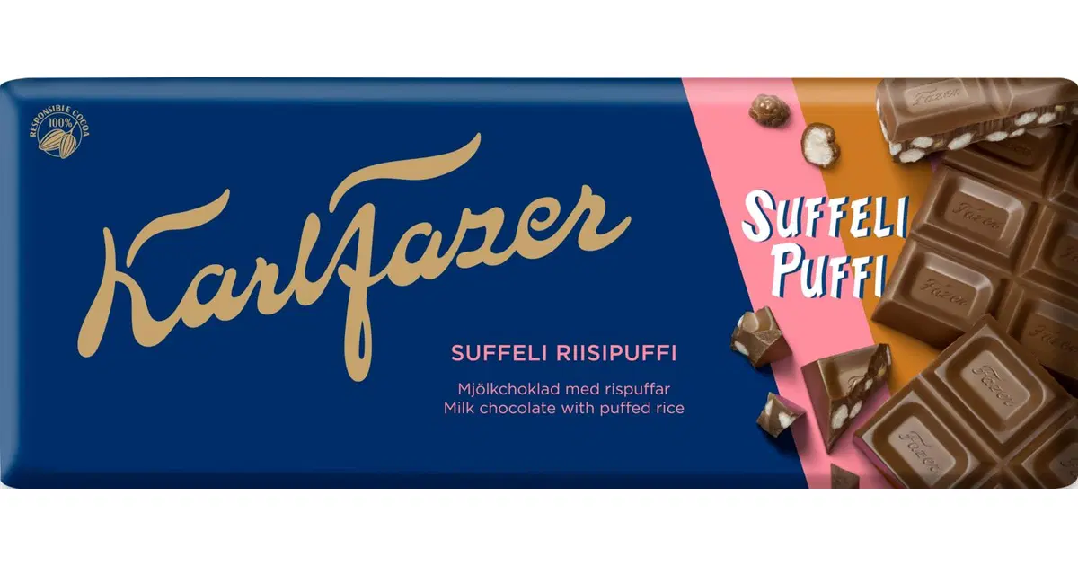 Karl Fazer Suffeli Riisipuffi suklaalevy 185g