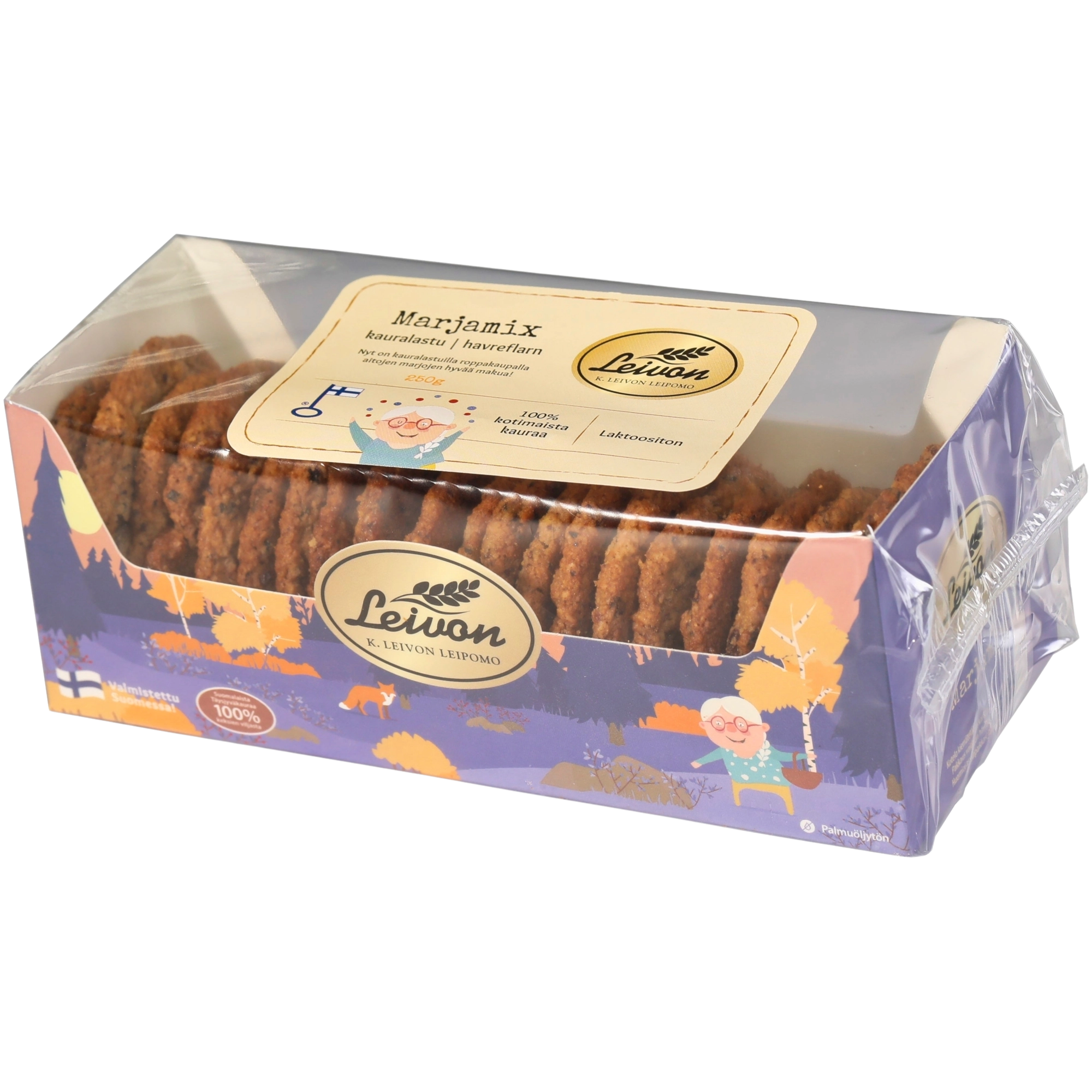Leivon Kauralastu marjamix  250g pikkuleipä