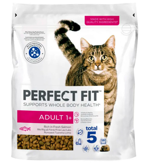 Perfect Fit Корм для взрослых кошек всех пород с лососем, 750 г