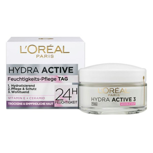 L’Oréal Paris Hydra Active 3, увлажняющий крем для лица, для сухой и чувствительной кожи, 50 мл 