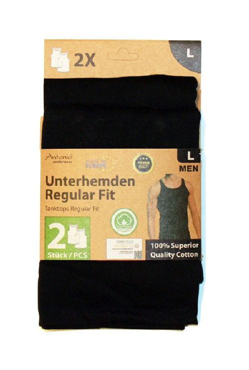 Мужская майка Antonio, 2 шт, цвет черный