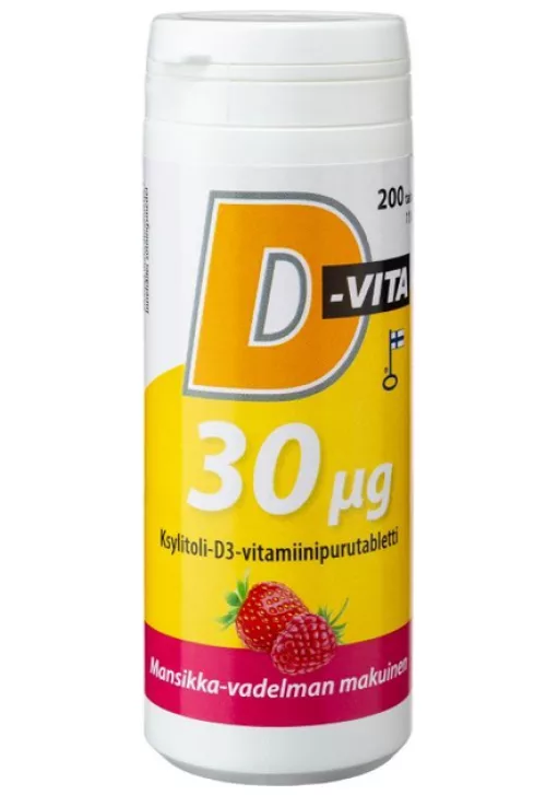 Vitabalans D-Vita 30 мкг, 200 таблеток, со вкусом клубники и малины 