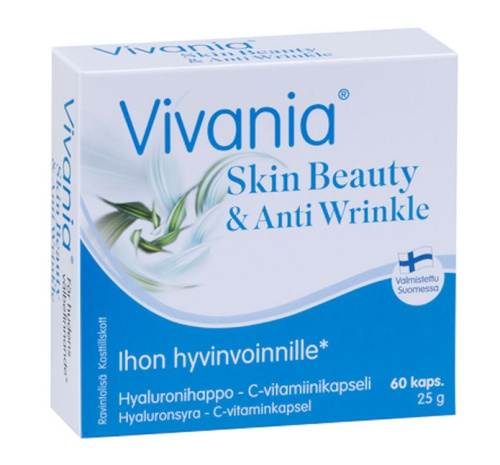 Vivania Skin Beauty & Anti Wrinkle, гиалуроновая кислота + витамин C, 60 капсул 