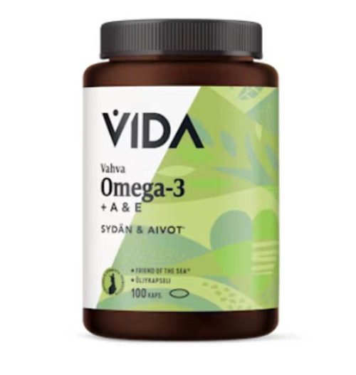 Vida Рыбий жир Vahva Omega-3 + витамины A и E, 100 капсул / 72 г